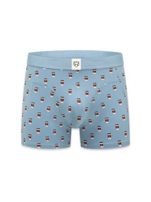Foto van product A-dam Boxershorts 'Take Away Coffee' lichtblauw / roestbruin / zwart / wit
