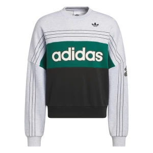 Foto van product ADIDAS ORIGINALS Sweatshirt 'Varsity' lichtgrijs / donkergroen / zwart / wit