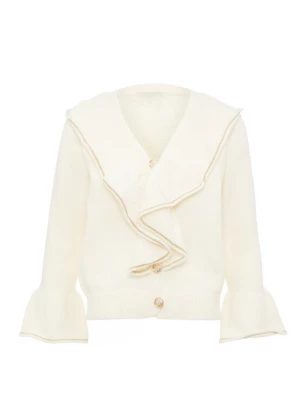 Foto van product aleva Gebreid vest camel / wolwit