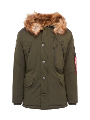 Foto van product ALPHA INDUSTRIES Winterjas 'Polar' chamois / olijfgroen / knalrood / wit
