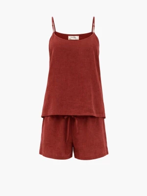 Foto van product AmourLinen Pyjama 'Night Owl' roestbruin