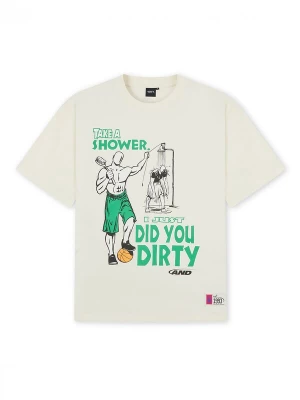 Foto van product AND1 Shirt 'Did You Dirty Trash Talk' ecru / geel / groen / zwart