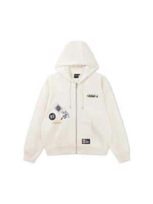 Foto van product AND1 Sweatvest 'Respect The Game' ecru / mosterd / zwart / wit
