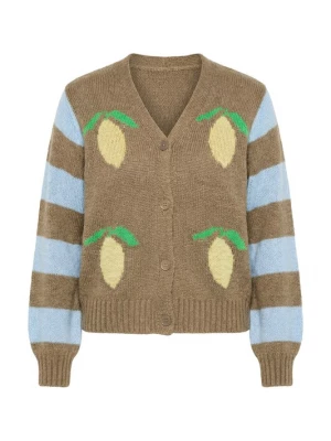 Foto van product Angel of Style Gebreid vest donkerbeige / hemelsblauw / pasteelgeel / groen