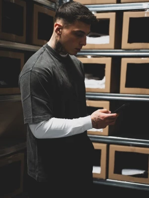 Foto van product ATELIER OF FAITH Shirt 'ESSENTIALS PACK | STONE WASHED TEE & LONGSLEEVE' antraciet