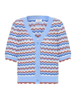 Foto van product b.young Gebreid vest 'BYNERO' beige / blauw / lichtblauw / rood