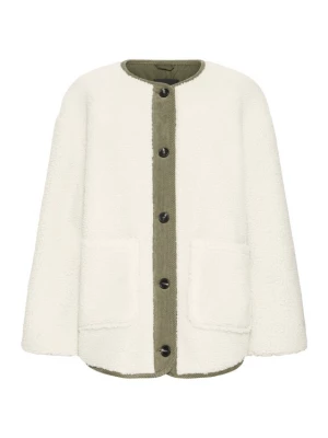 Foto van product b.young Tussenjas 'PILE' beige / olijfgroen