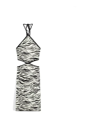 Foto van product Bershka Gebreide jurk zwart / wit