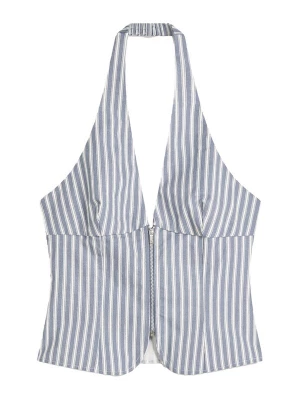 Foto van product Bershka Top donkerblauw / wit