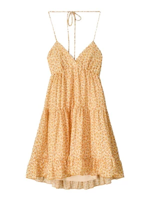Foto van product Bershka Zomerjurk donkerbruin / geel / pasteelgeel / oranje