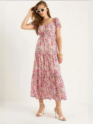 Foto van product Bianco Lucci Jurk groen / fuchsia / rosa / offwhite