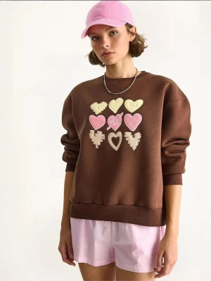 Foto van product Bianco Lucci Sweatshirt bruin / mokka / pasteelgeel / oudroze