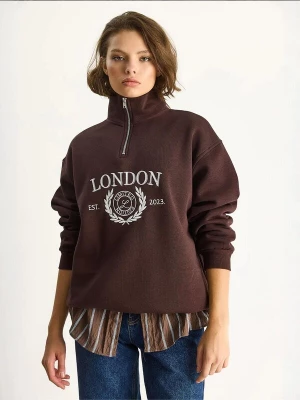 Foto van product Bianco Lucci Sweatshirt chocoladebruin / wit