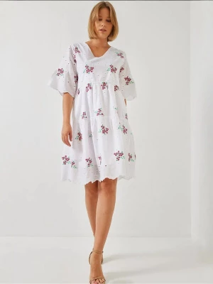 Foto van product Bianco Lucci Zomerjurk grasgroen / magenta / wit