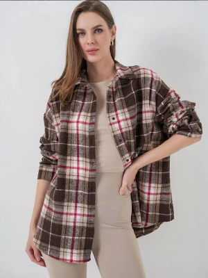 Foto van product Bigdart Shirt beige / donkerbruin / rood / wit