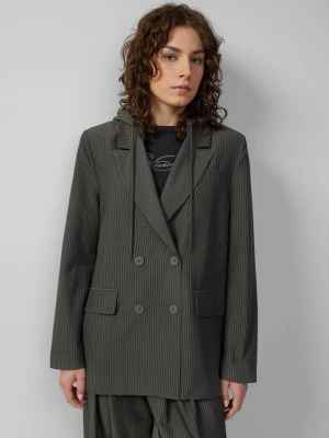 Foto van product Blazer met krijtstreep en capuchon QS grijs