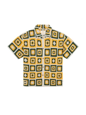 Foto van product BLKVIS Overhemd 'Crochet Granny' lichtbeige / geel / donkergroen