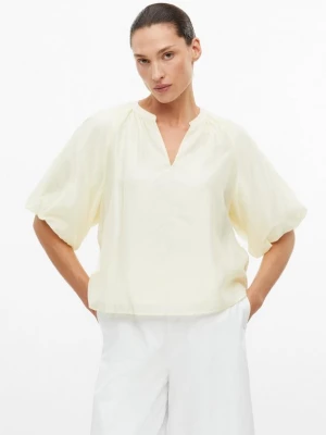 Foto van product Blouse van viscosemix in een losse pasvorm met pofmouwen s.Oliver geel
