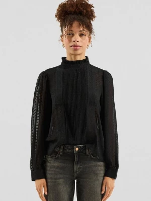Foto van product Bluse met pofmouwen en ruches in regular fit QS zwart