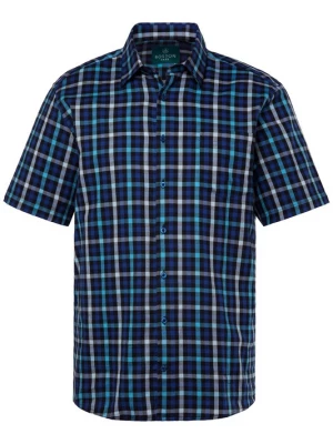 Foto van product Boston Park Overhemd navy / aqua / wit