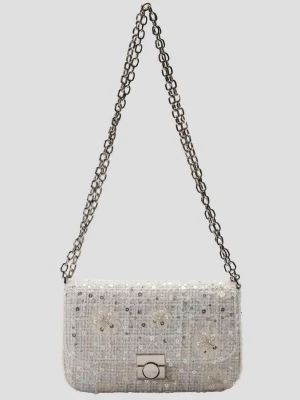 Foto van product Bouclé stadstas met edelstenen en ketting s.Oliver crème