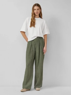 Foto van product Broek / Extra wijde pijpen / Hoge taille van linnen s.Oliver olijfgroen