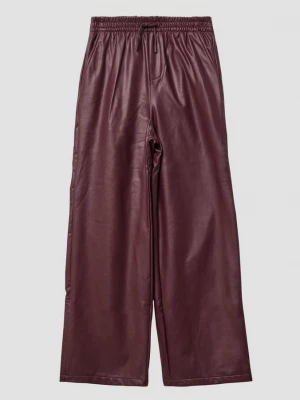 Foto van product Broek in lederlook met wijde pijpen en elastische tailleband / zachte & warme binnenkant s.Oliver rood