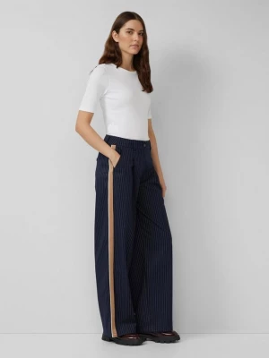 Foto van product Broek met hoge taille, plooien en krijtstrepen s.Oliver blauw