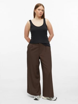 Foto van product Broek met plooien en wijde pijpen QS bruin
