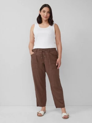 Foto van product Broek met relaxed fit en elastische band van een linnenmix s.Oliver bruin