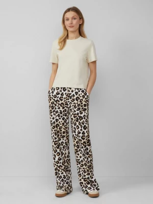 Foto van product Broek met wijde pijpen en luipaardmotief s.Oliver crème