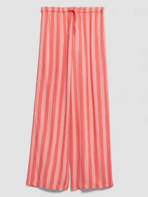 Foto van product Broek met wijde pijpen van crinkle viscose s.Oliver roze
