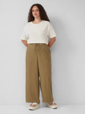 Foto van product Broek met wijde pijpen van een linnenmix QS bruin