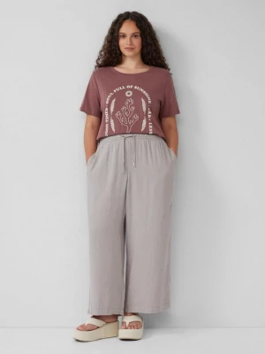 Foto van product Broek met wijde pijpen van een linnenmix QS grijs