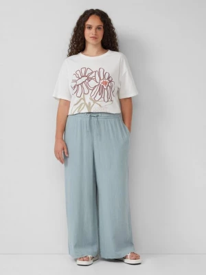 Foto van product Broek met wijde pijpen van een linnenmix QS groen