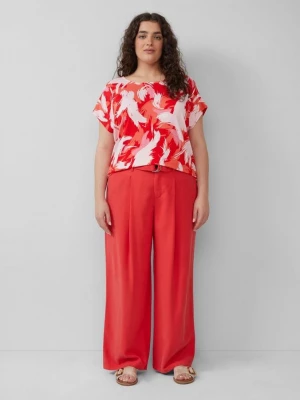 Foto van product Broek met wijde pijpen van een viscosemix met stoffen ceintuur s.Oliver rood