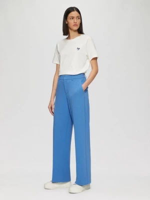 Foto van product Broek met wijde pijpen van getextureerde jersey s.Oliver blauw