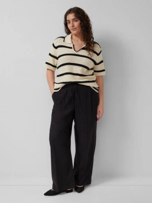 Foto van product Broek met wijde pijpen van linnenmix met elastische tailleband s.Oliver zwart