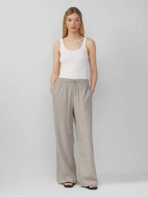 Foto van product Broek van een linnenmix met elastiek en wijde pijpen QS grijs