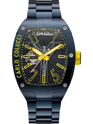 Foto van product Carlo Colucci Analoog horloge ' Donat ' nachtblauw / geel