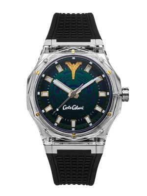 Foto van product Carlo Colucci Analoog horloge donkerblauw / smaragd / zwart / zilver
