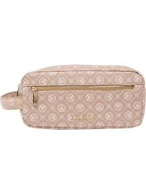 Foto van product Carlo Colucci Make up tas donkerbeige / wit