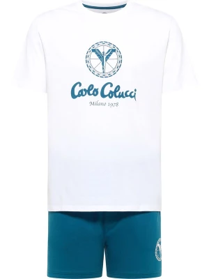 Foto van product Carlo Colucci Pyjama kort ' Ferreri ' petrol / wit