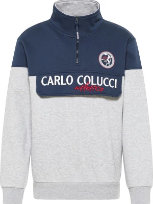 Foto van product Carlo Colucci Sweatshirt 'De Pian' duifblauw / lichtgrijs / rood / wit