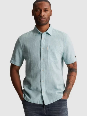 Foto van product CAST IRON Overhemd 'Shirt with short sleeves in cotton / linen twill' turquoise