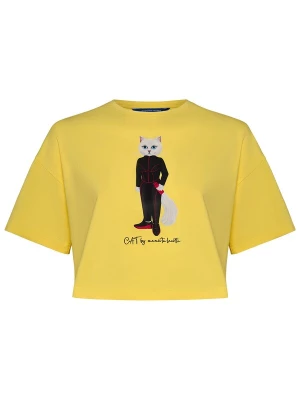 Foto van product Cat e Lolette Shirt 'Sport Cat with Dumbbells' geel