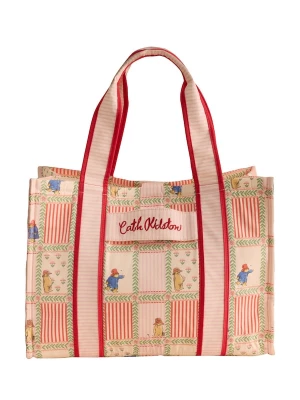 Foto van product Cath Kidston Shopper 'Paddington' groen / rosa / poederroze / oranjerood