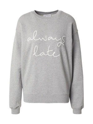 Foto van product CATWALK JUNKIE Sweatshirt 'Always late' grijs gemêleerd / wit