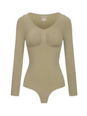 Foto van product cfab Shapingbody 'Bodysuit Sculpting Shapewear Longsleeve mit String' olijfgroen
