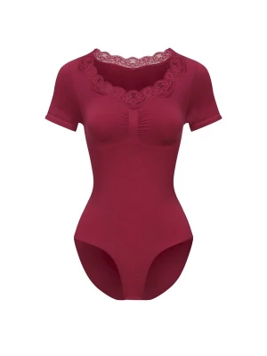 Foto van product cfab Shapingbody 'Lace T-Shirt Bodysuit Sculpting Shapewear with slip' oudroze
